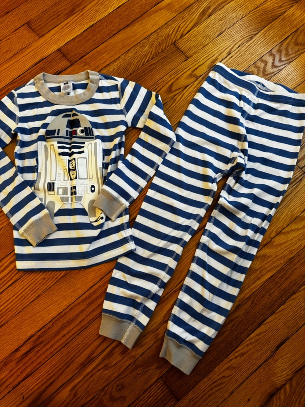 Hanna Andersson Blue and White Striped R2-D2 Pajama Set